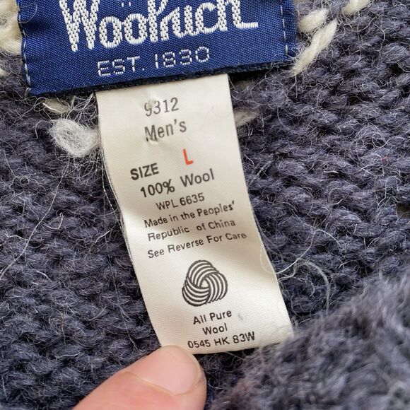 Vintage Woolrich Sled Dog Sweater 100% Wool Large Knit Long Sleeve Heavy - Picture 4 of 8